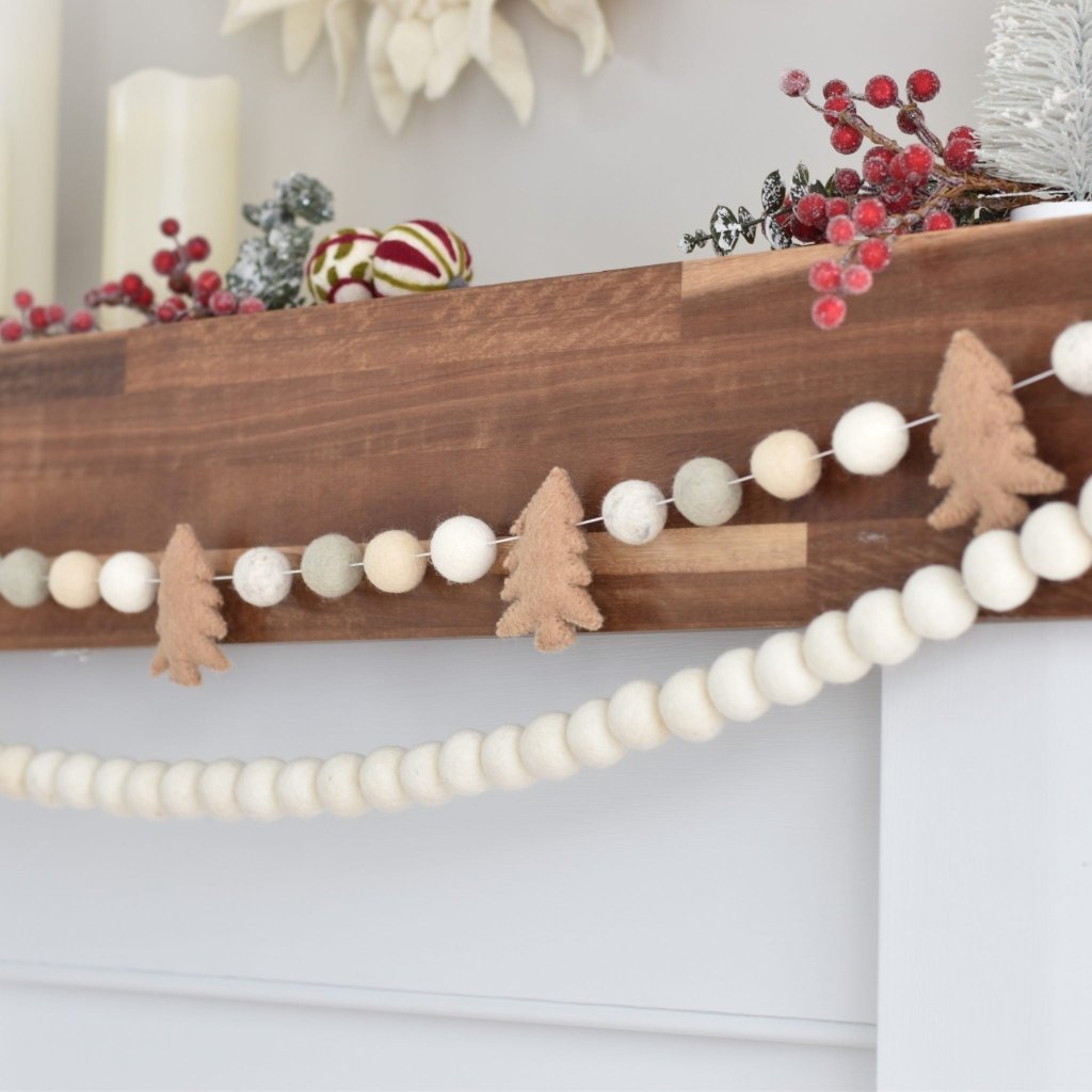 Tree and Felt Ball Christmas Garland - Tik Tak Design Co.