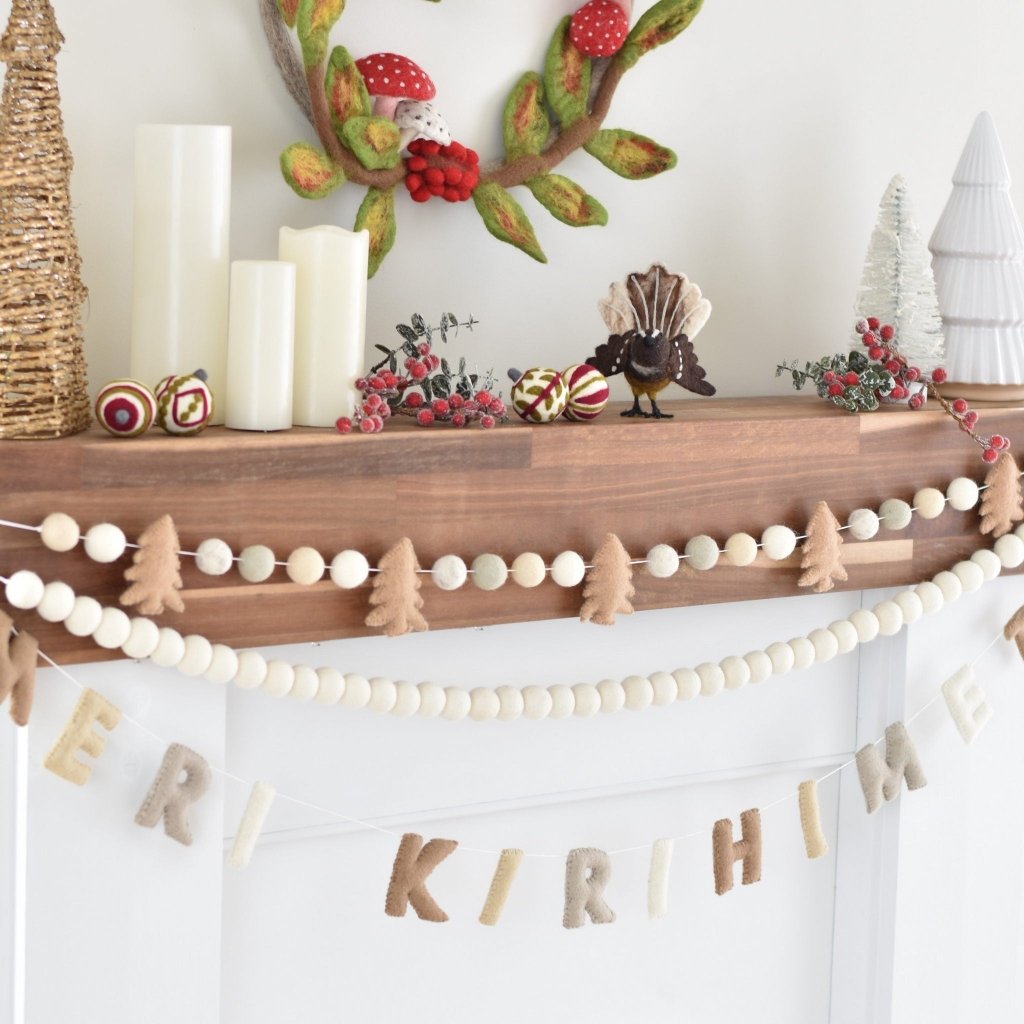 Tree and Felt Ball Christmas Garland - Tik Tak Design Co.