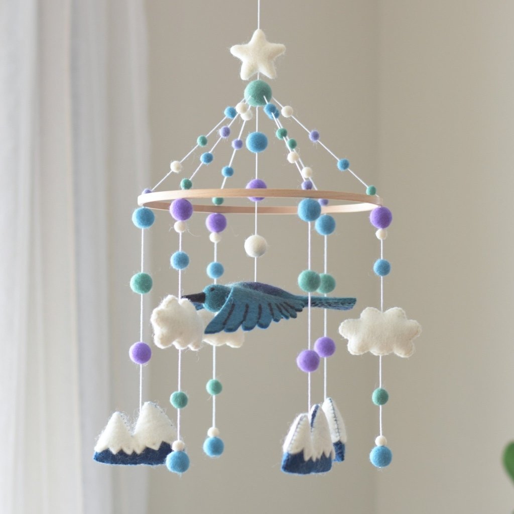 Tūī and Mountain Baby Mobile - Tik Tak Design Co.