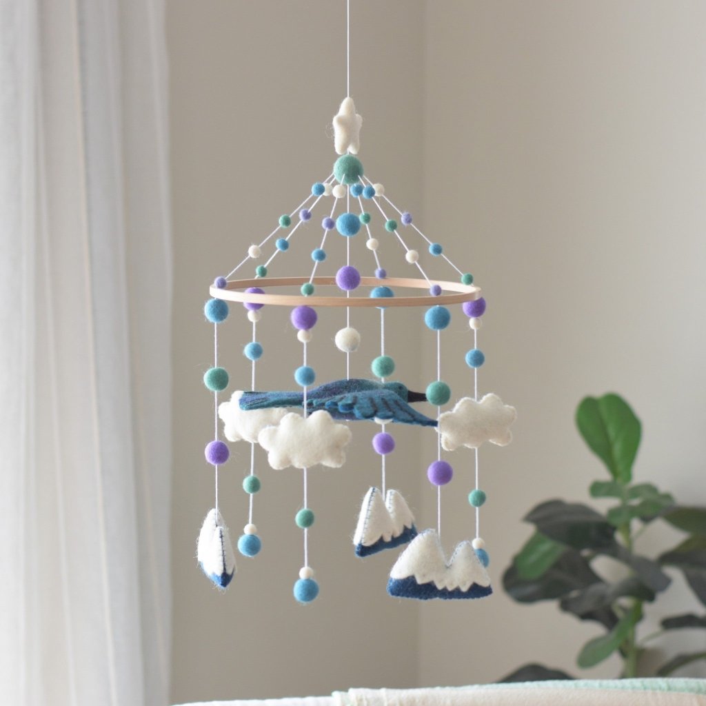 Tūī and Mountain Baby Mobile - Tik Tak Design Co.