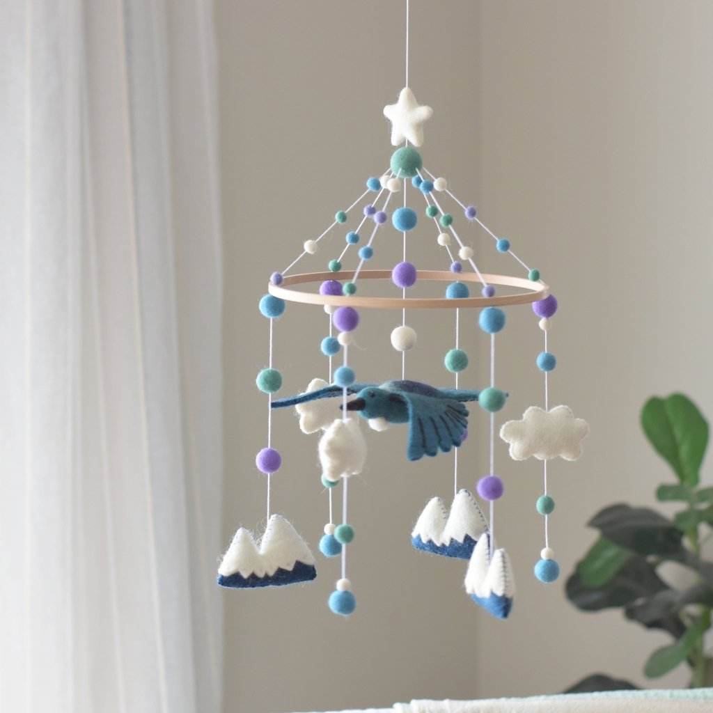 Tūī and Mountain Baby Mobile - Tik Tak Design Co.