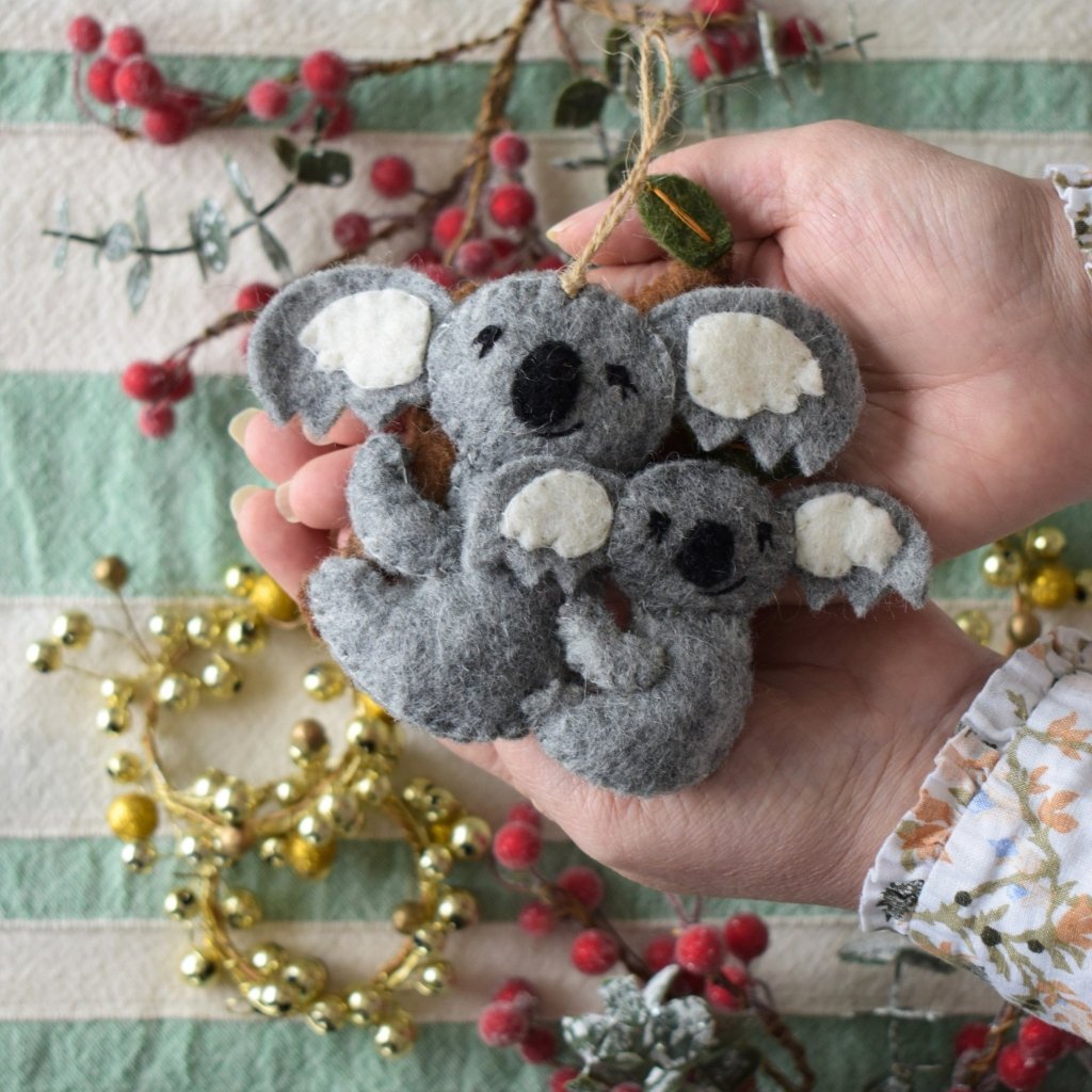Two Koalas Felt Decoration - Tik Tak Design Co.