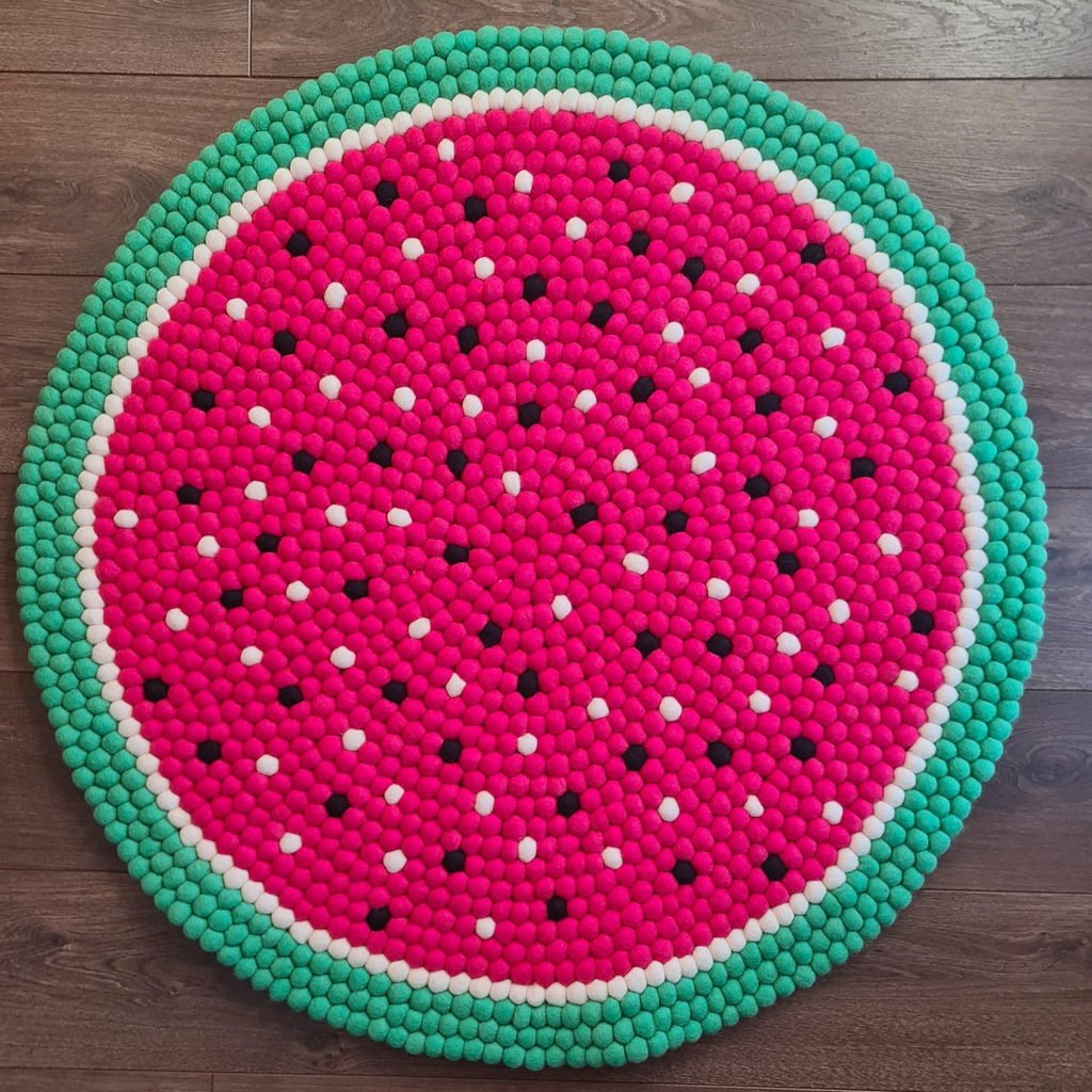 Watermelon Felt Ball Rug - Tik Tak Design Co.