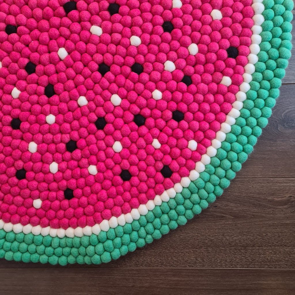 Watermelon Felt Ball Rug - Tik Tak Design Co.