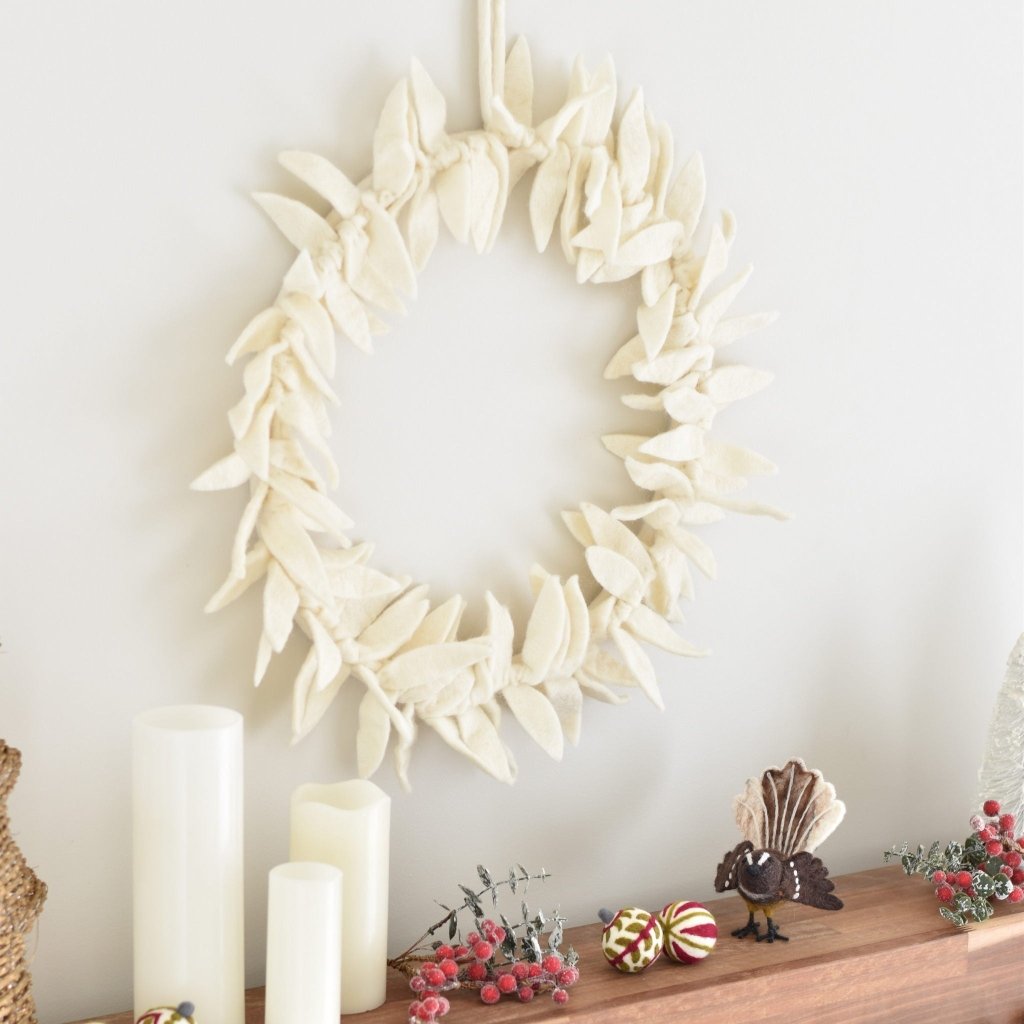 White Leaves Wreath - Tik Tak Design Co.