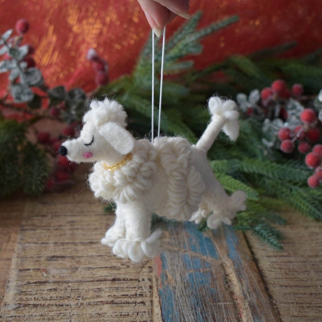White Poodle Felt Christmas Decoration - Tik Tak Design Co.