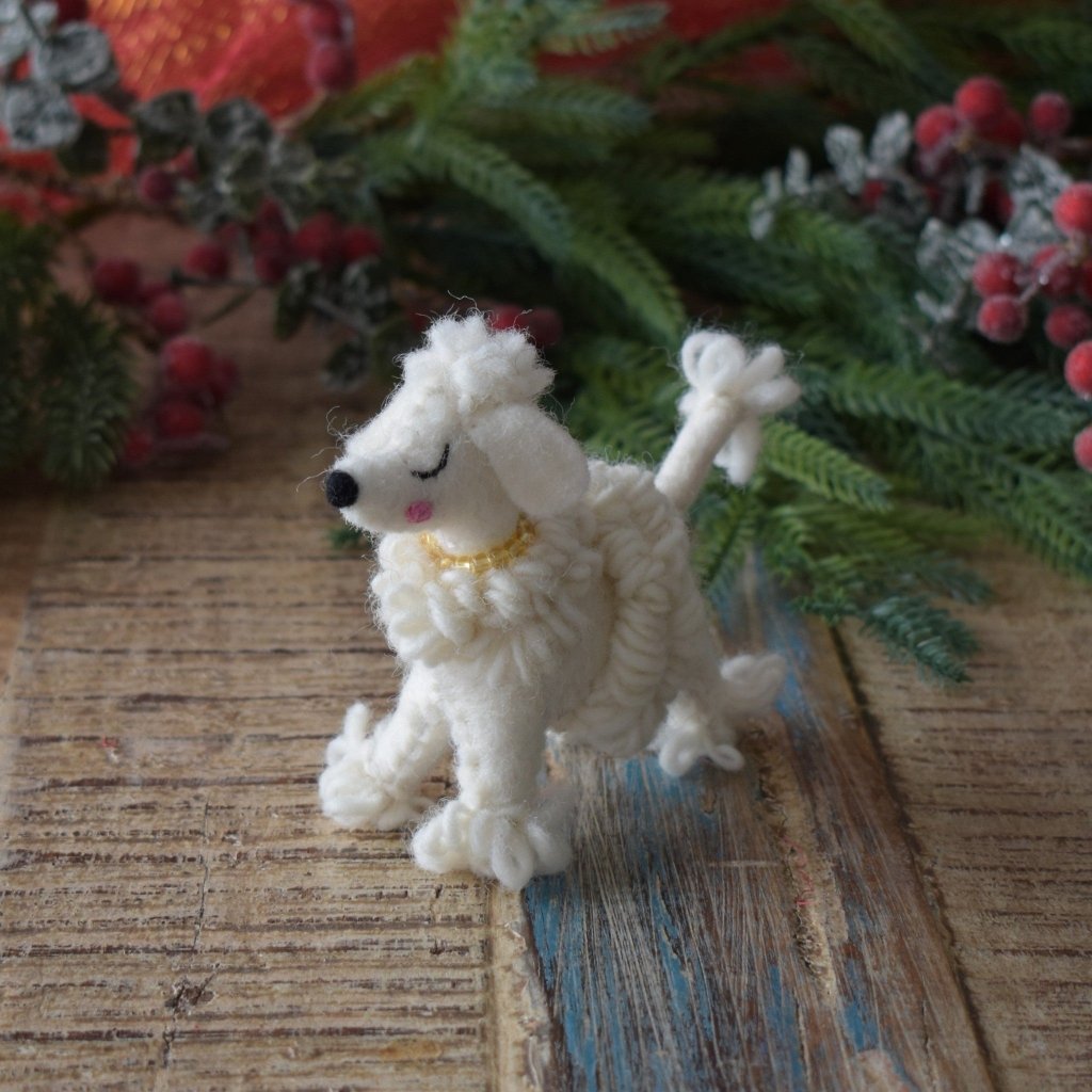 White Poodle Felt Christmas Decoration - Tik Tak Design Co.