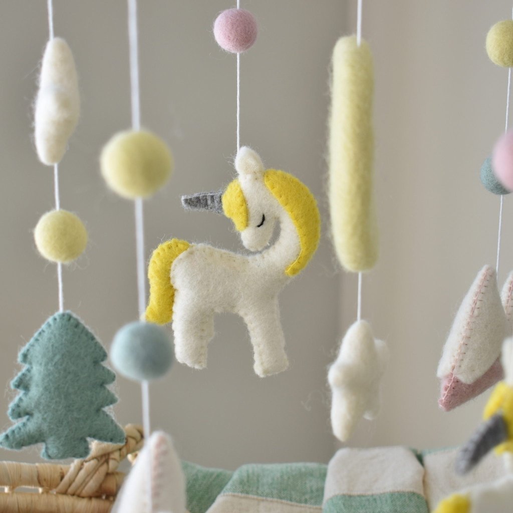 Yellow Unicorn Baby Mobile - Tik Tak Design Co.