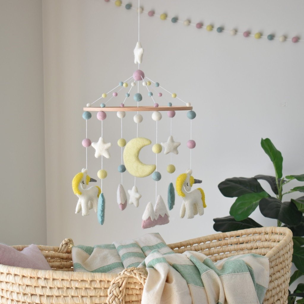 Yellow Unicorn Baby Mobile - Tik Tak Design Co.