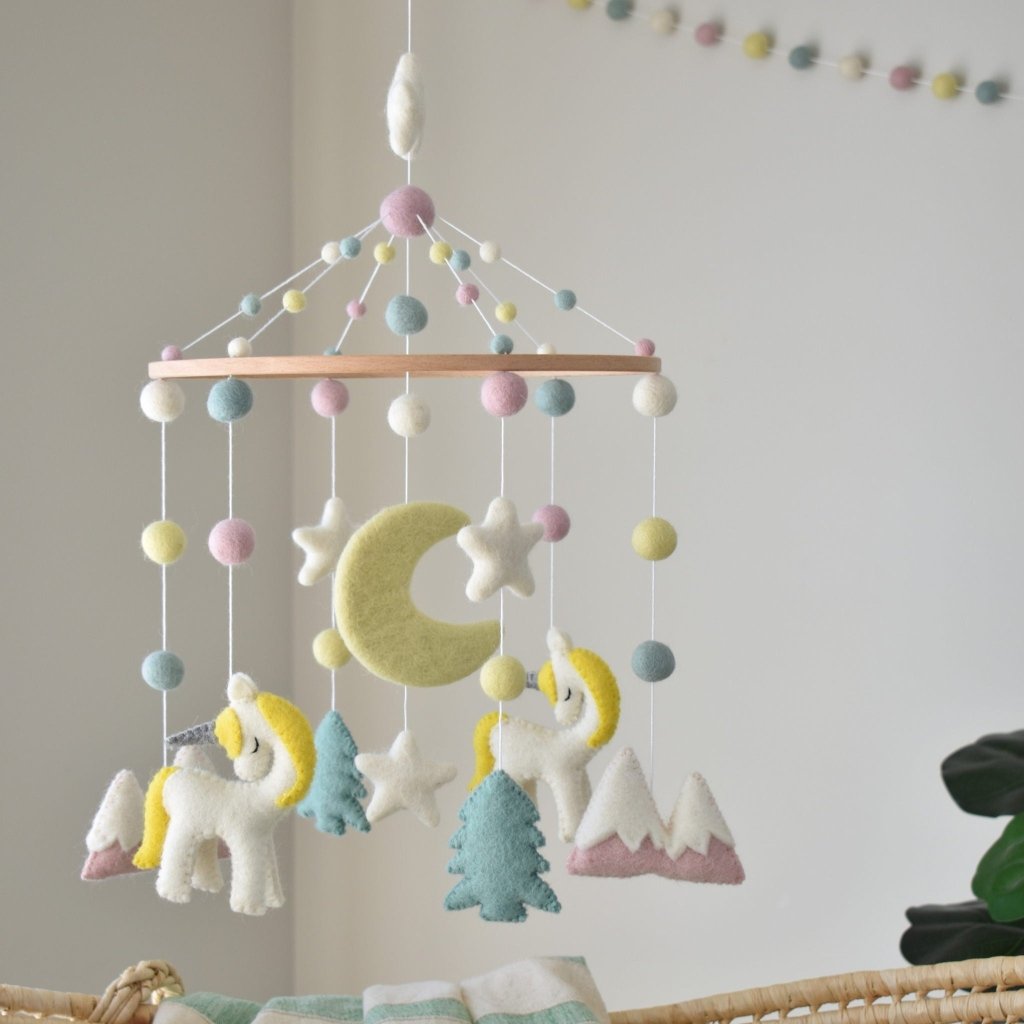 Yellow Unicorn Baby Mobile - Tik Tak Design Co.