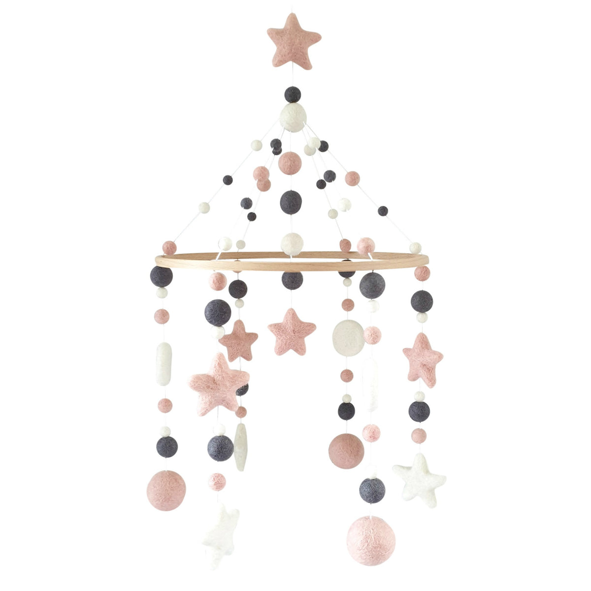 Rose Pink and Grey Baby Mobile