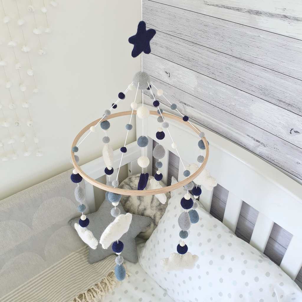 Dusk Cloud &amp; Raindrop Mobile - Tik Tak Design Co.