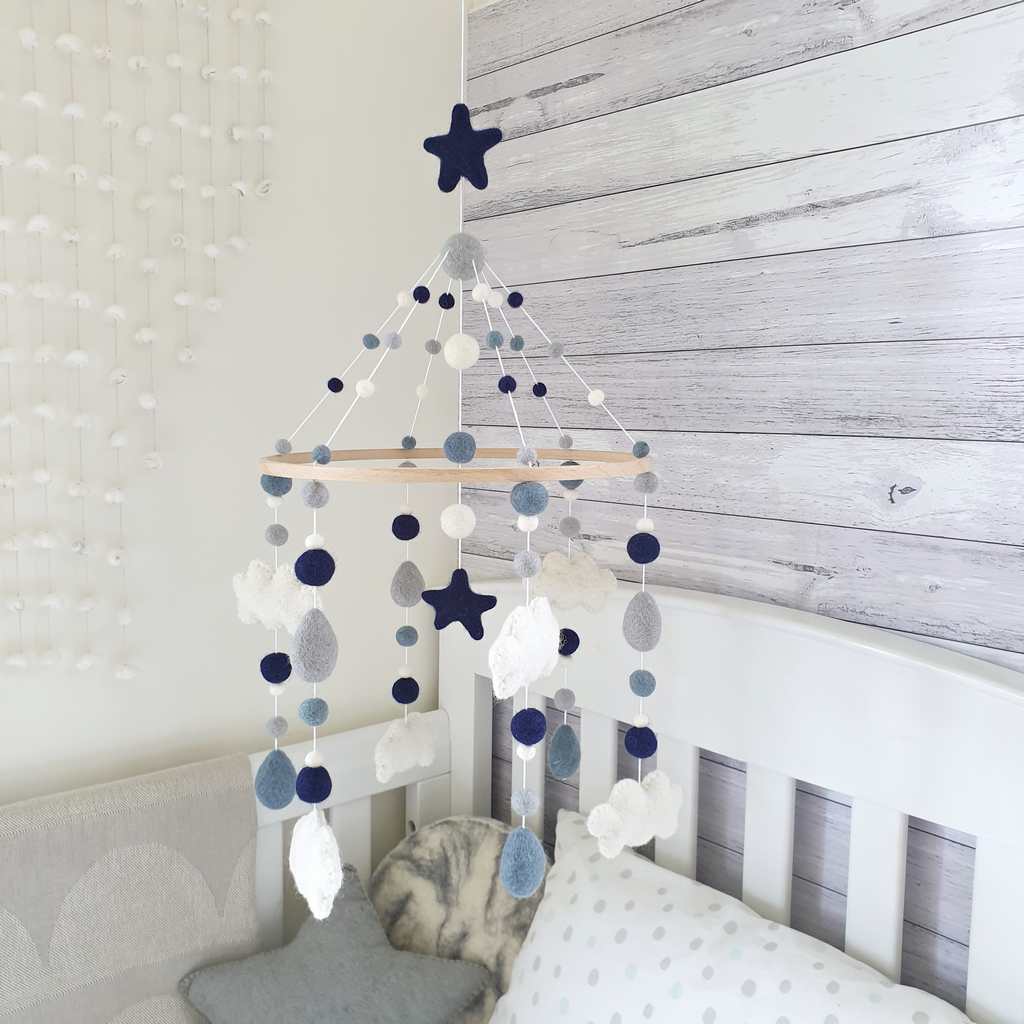 Dusk Cloud &amp; Raindrop Mobile - Tik Tak Design Co.