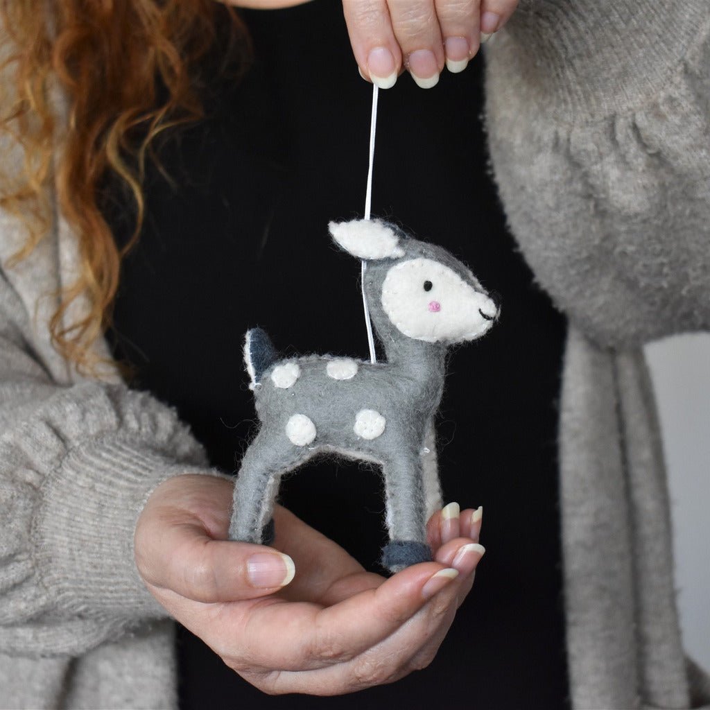 Felt Deer Decoration - Dove Grey - Tik Tak Design Co.