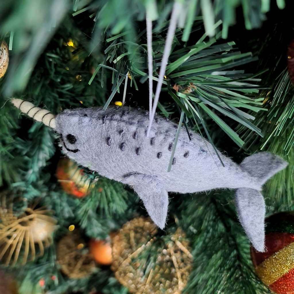 Felt Narwhal Decoration - Blue Grey - Tik Tak Design Co.