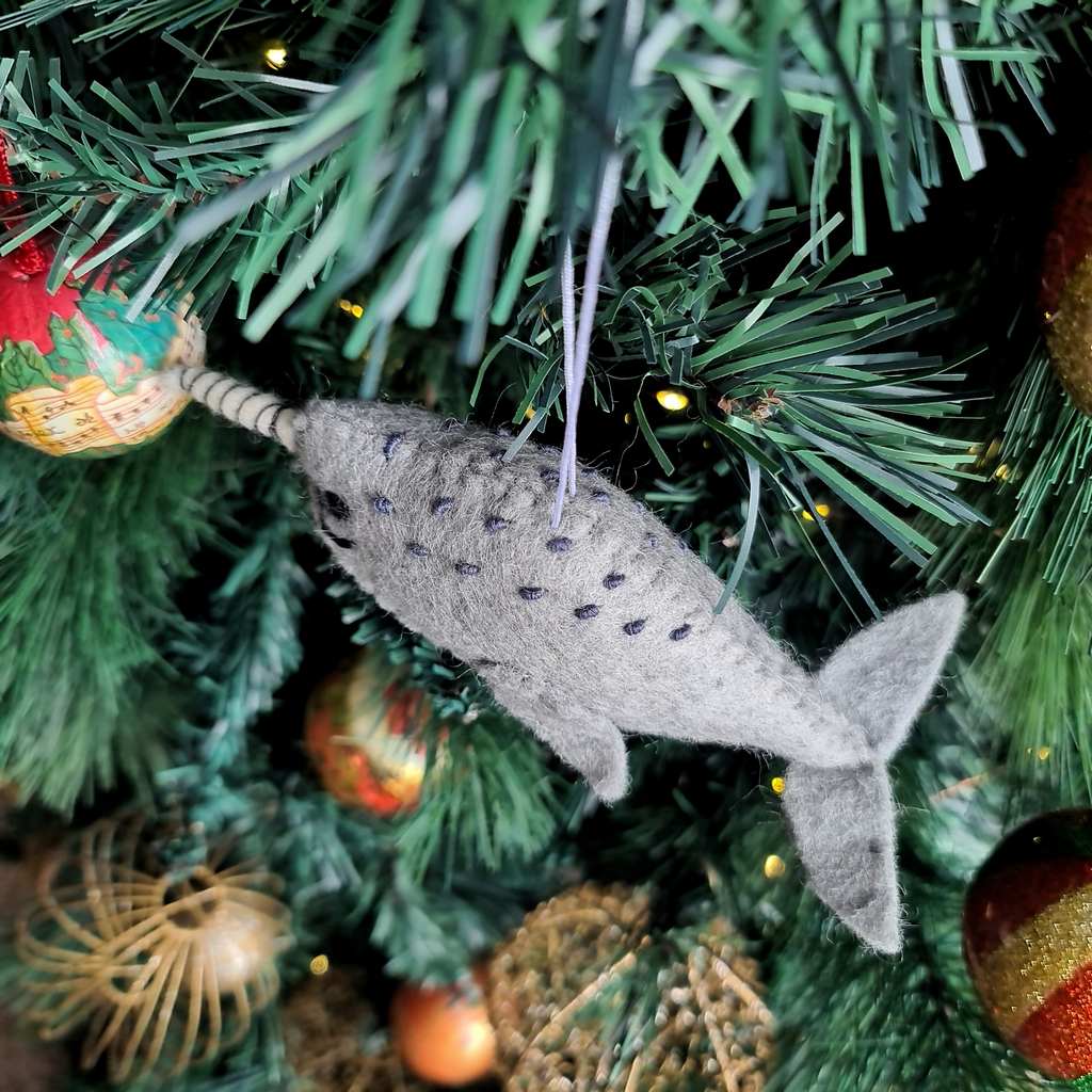 Felt Narwhal Decoration - Dove Grey - Tik Tak Design Co.
