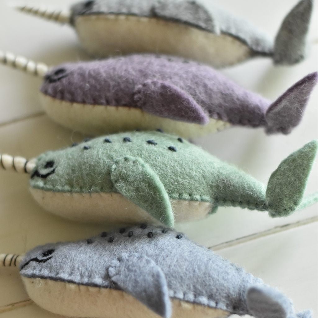Felt Narwhal Decoration - Mint - Tik Tak Design Co.