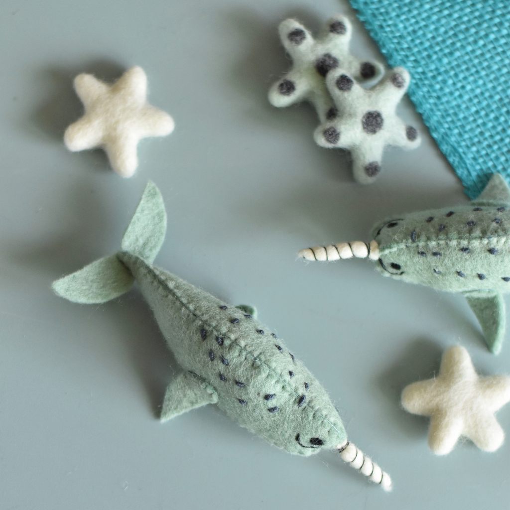 Felt Narwhal Decoration - Mint - Tik Tak Design Co.