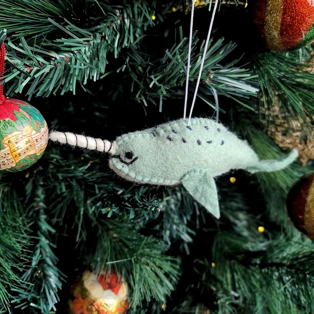 Felt Narwhal Decoration - Mint - Tik Tak Design Co.