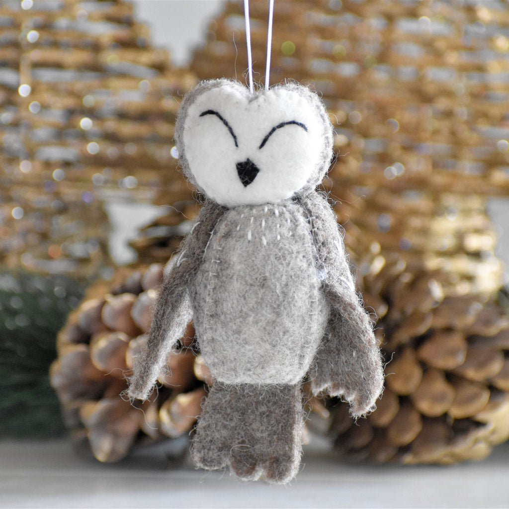 Felt Owl Decoration - Brown - Tik Tak Design Co.