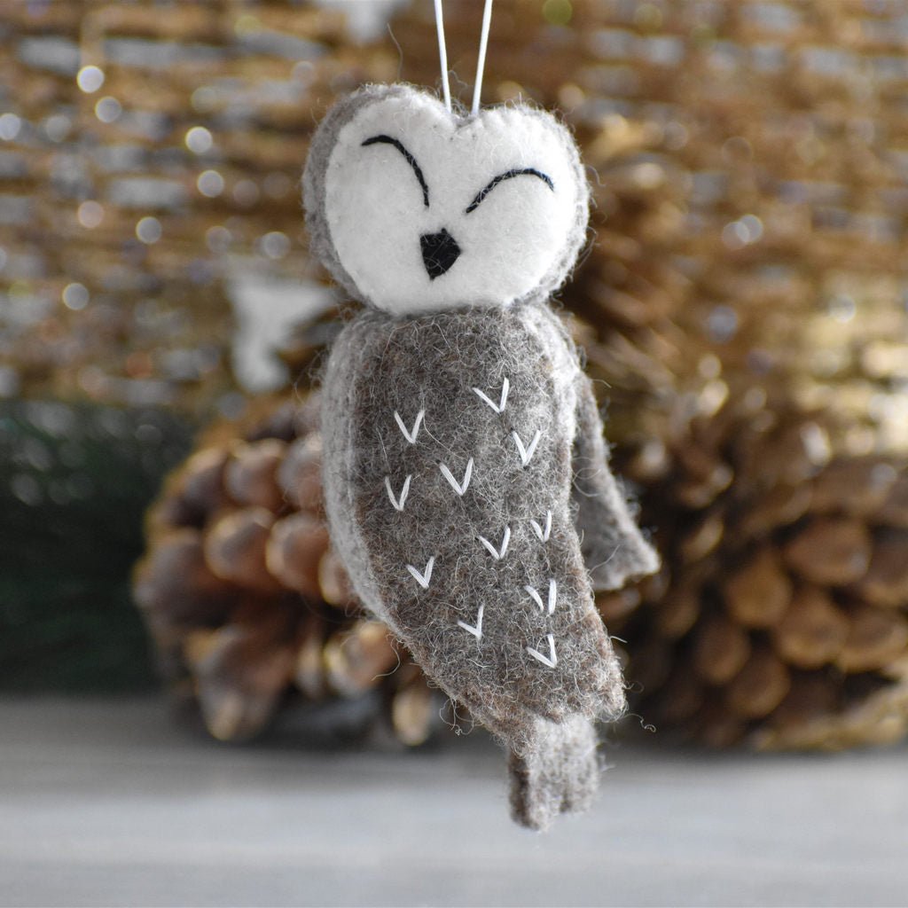 Felt Owl Decoration - Brown - Tik Tak Design Co.