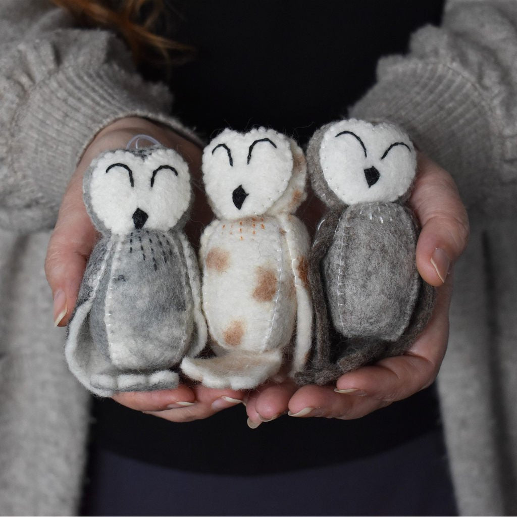 Felt Owl Decoration - Grey - Tik Tak Design Co.