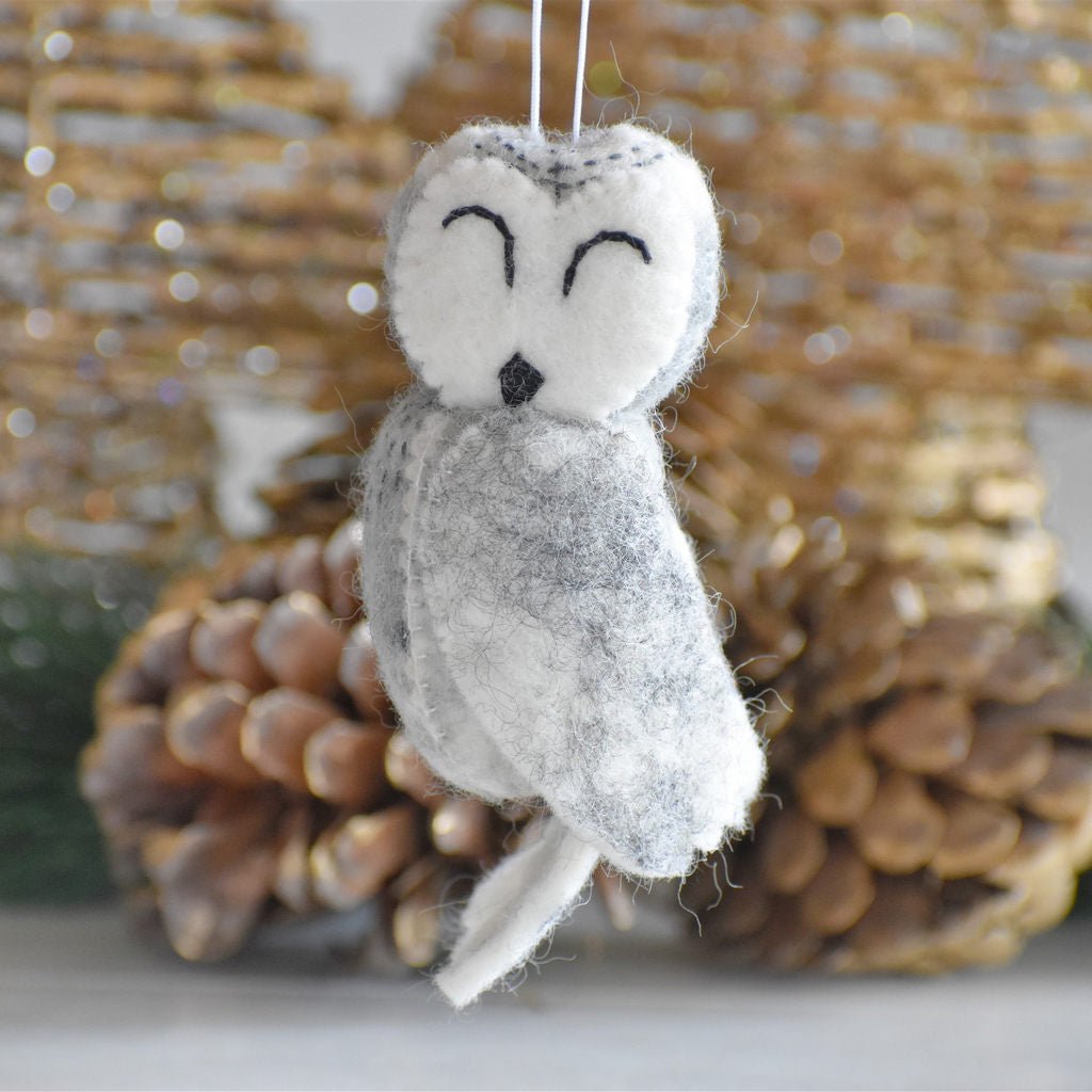 Felt Owl Decoration - Grey - Tik Tak Design Co.