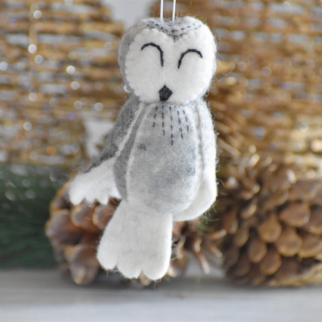 Felt Owl Decoration - Grey - Tik Tak Design Co.