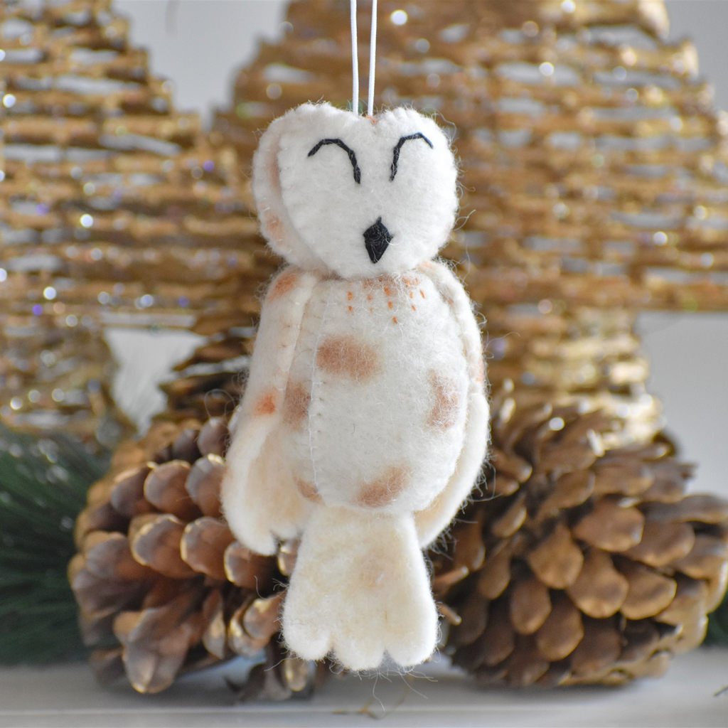 Felt Owl Decoration - White - Tik Tak Design Co.