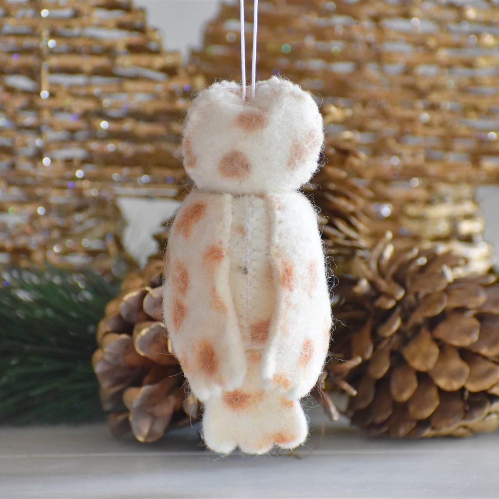 Felt Owl Decoration - White - Tik Tak Design Co.