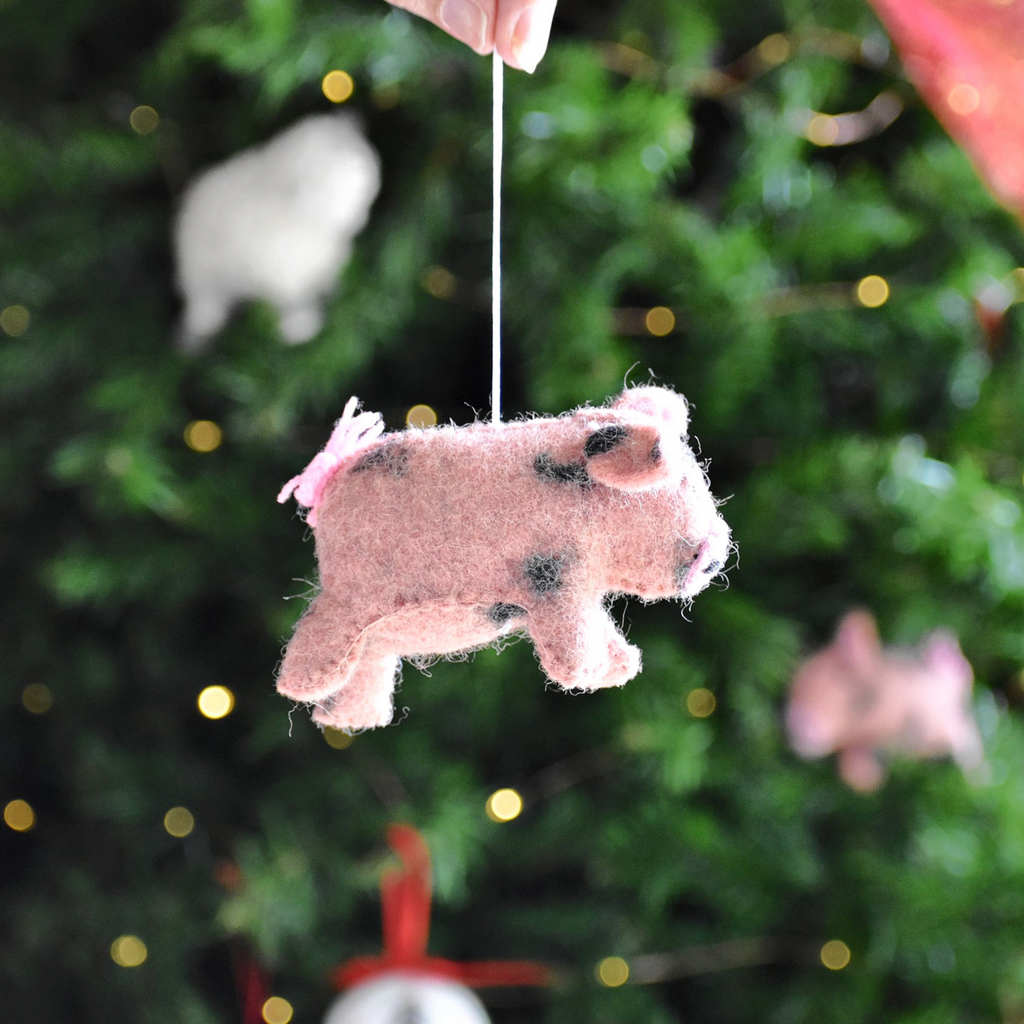 Felt Pink Pig Decoration - Tik Tak Design Co.