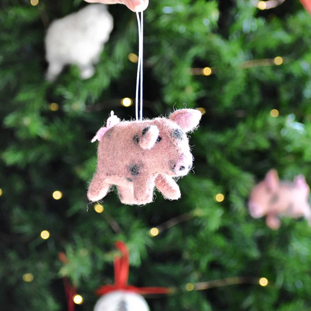 Felt Pink Pig Decoration - Tik Tak Design Co.