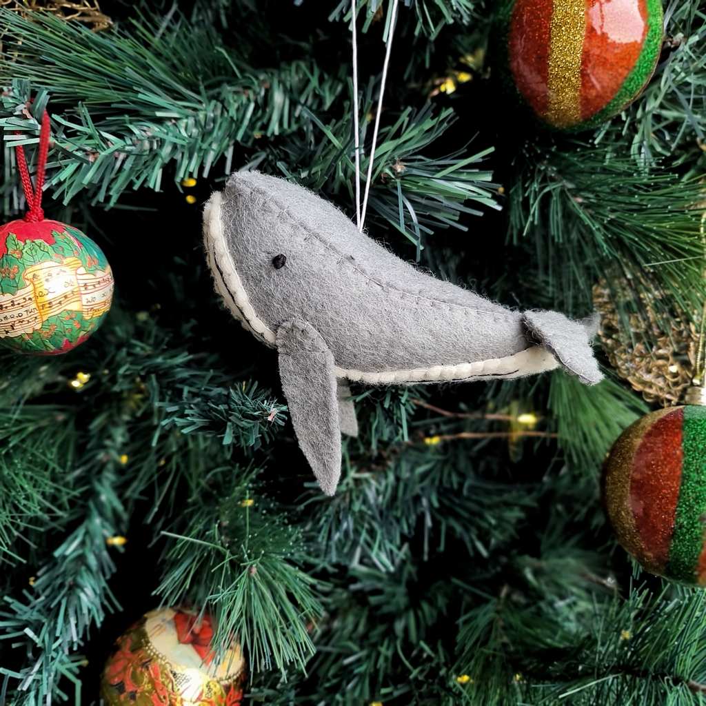 Felt Whale Ornament - Dove Grey - Tik Tak Design Co.