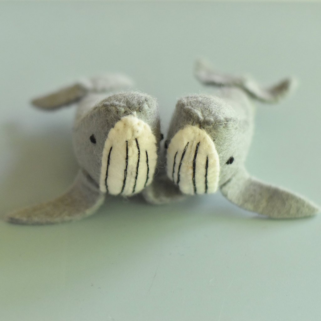 Felt Whale Ornament - Dove Grey - Tik Tak Design Co.