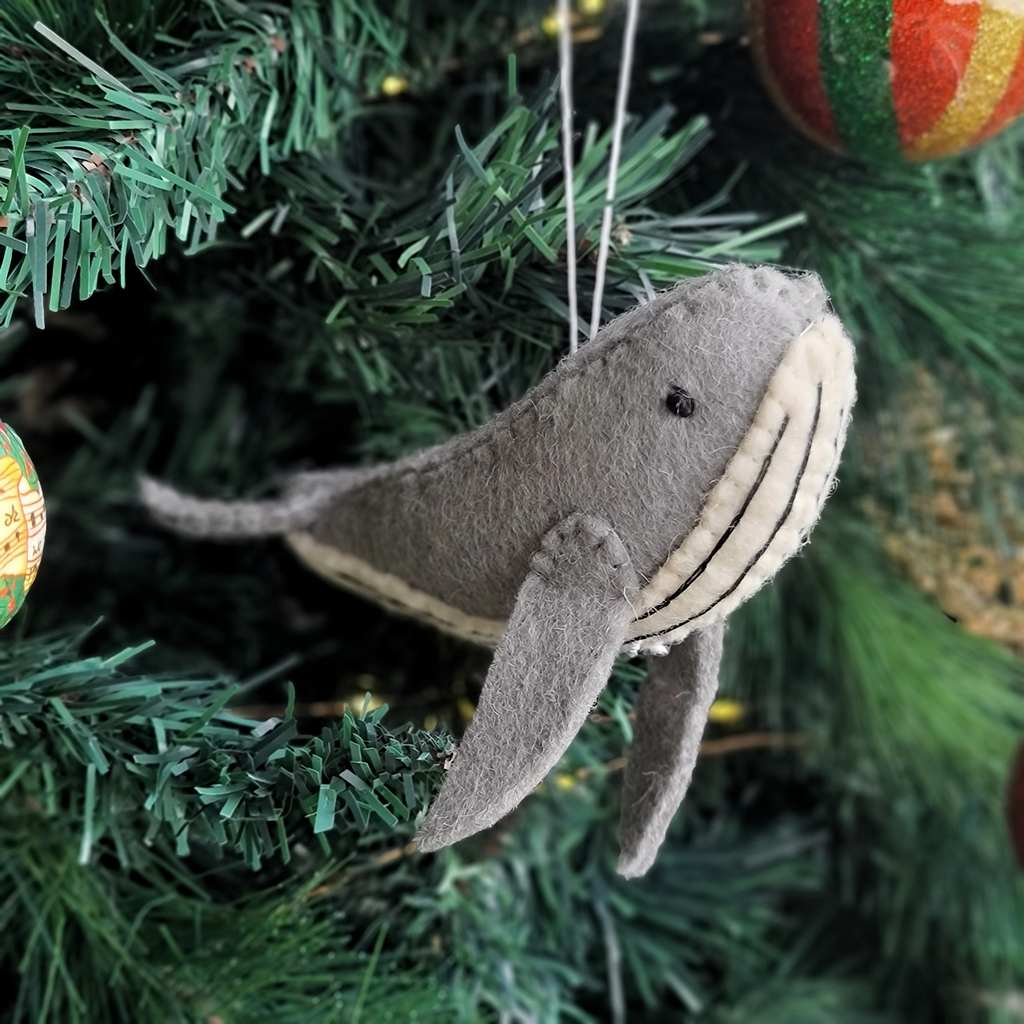 Felt Whale Ornament - Dove Grey - Tik Tak Design Co.