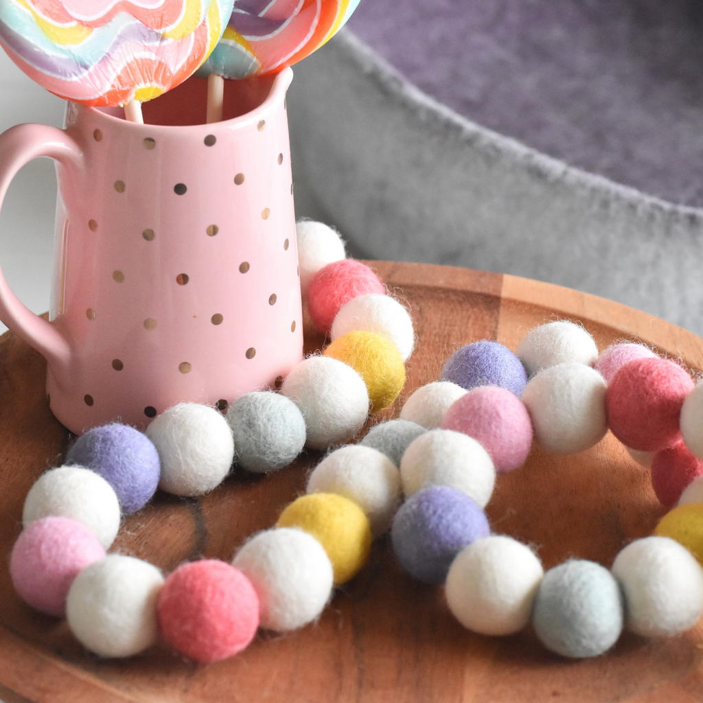 Lollipop Felt Ball Garland - Tik Tak Design Co.