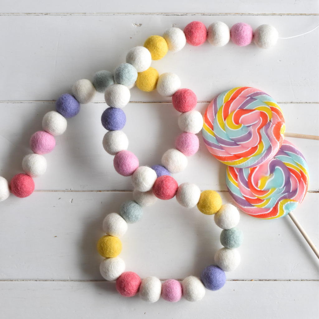 Lollipop Felt Ball Garland - Tik Tak Design Co.