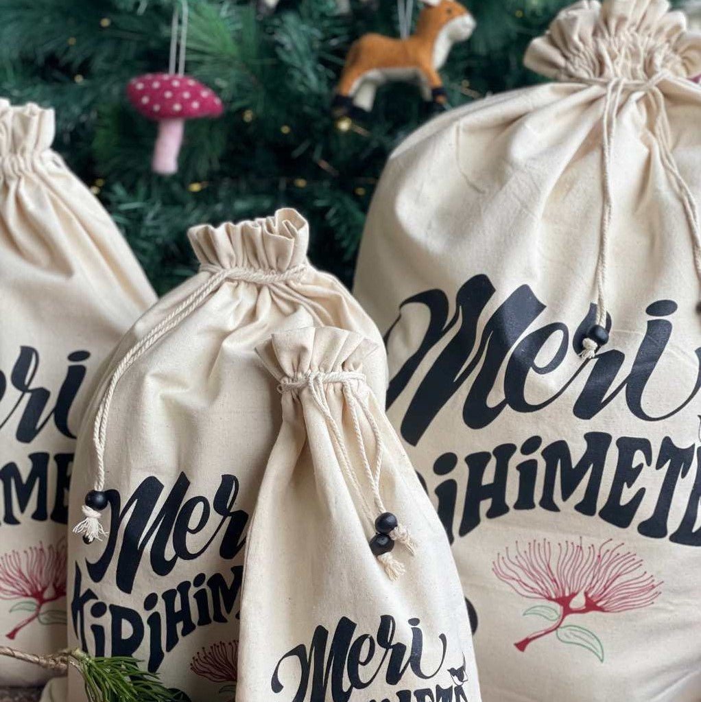 Meri Kirihimete Reusable Gift Bags - Tik Tak Design Co.