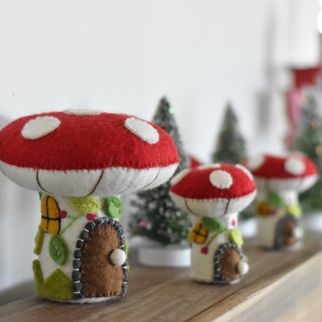 Felted  Toadstool Home - Large - Tik Tak Design Co.