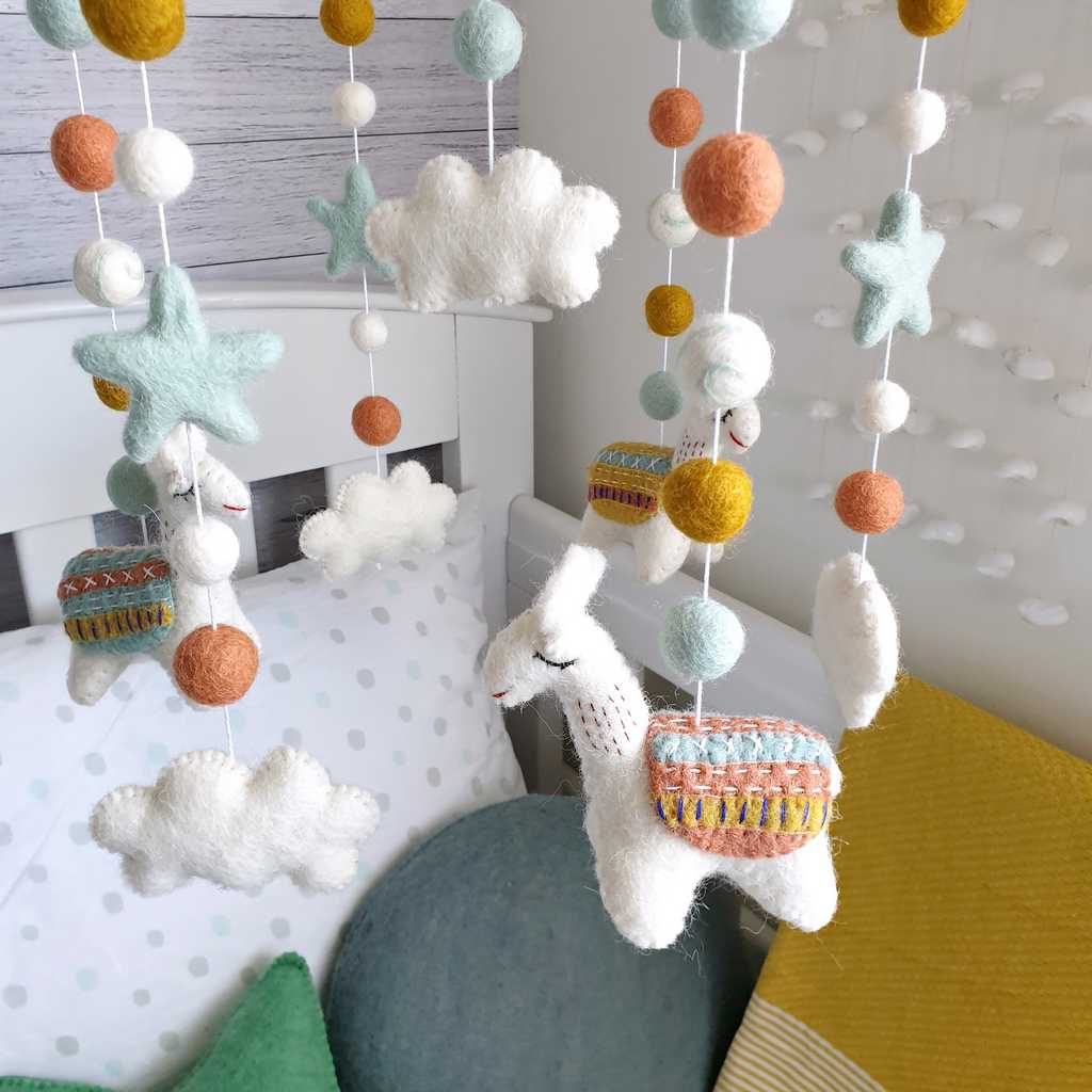 Mustard &amp; Mint Llama Animal Mobile - Tik Tak Design Co.