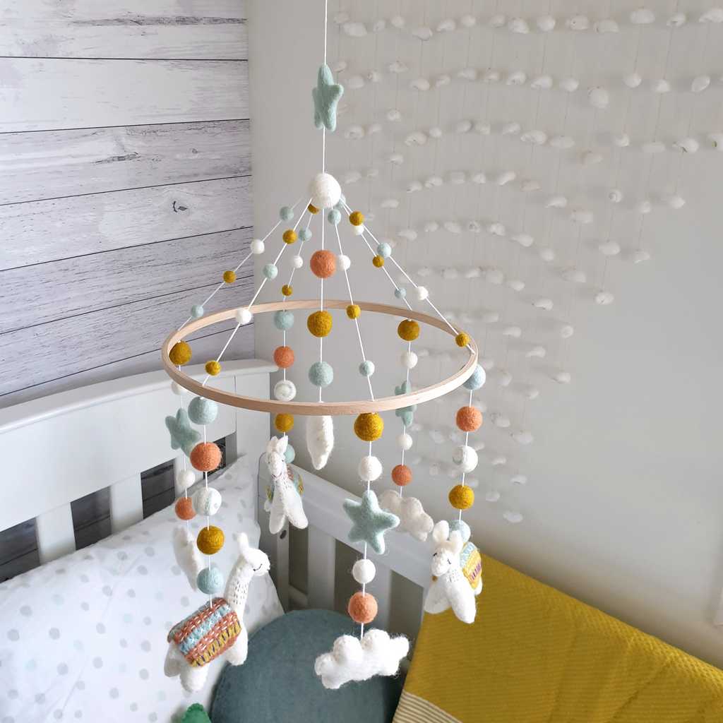 Mustard &amp; Mint Llama Animal Mobile - Tik Tak Design Co.