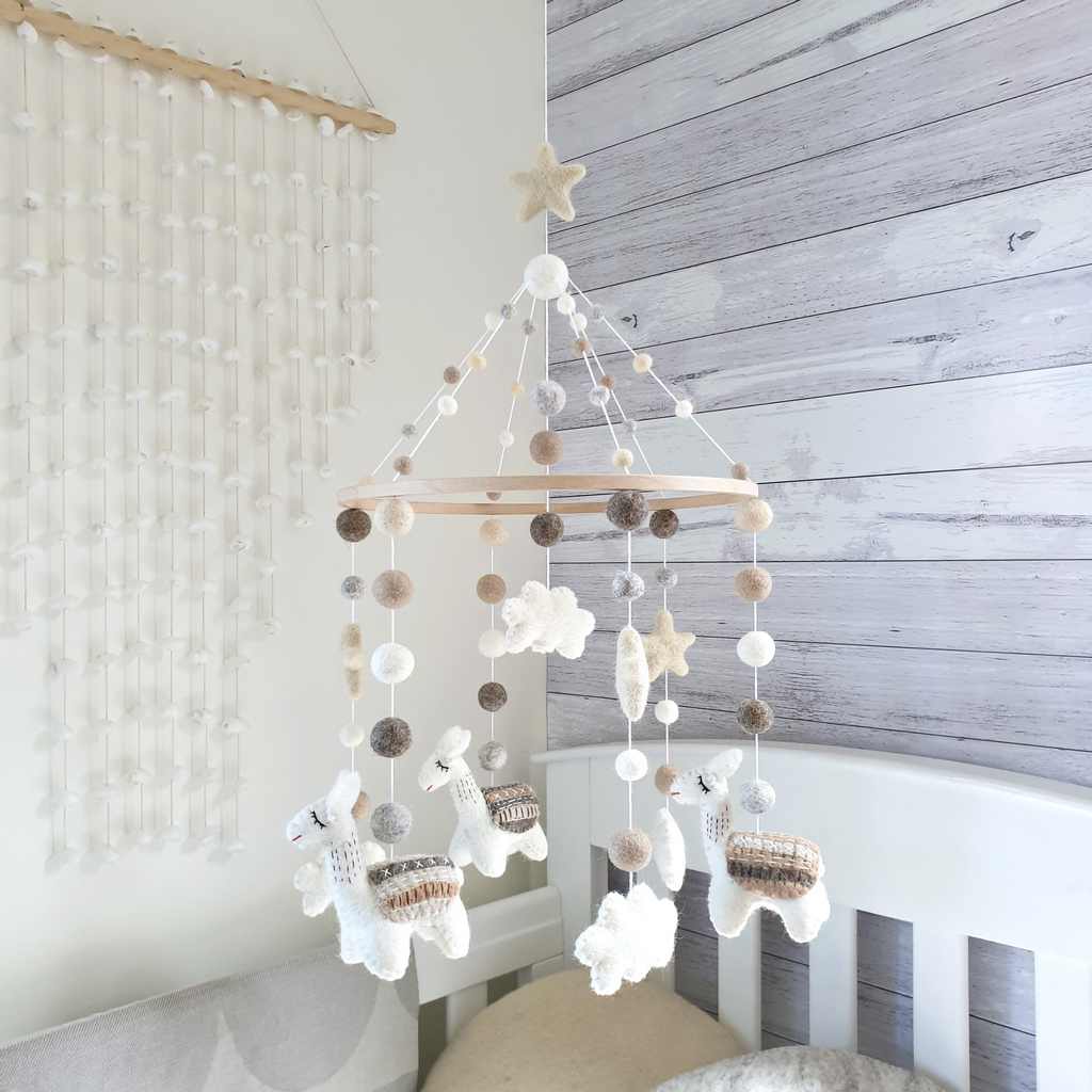 Natural and Neutral Llama Baby Mobile - Tik Tak Design Co.