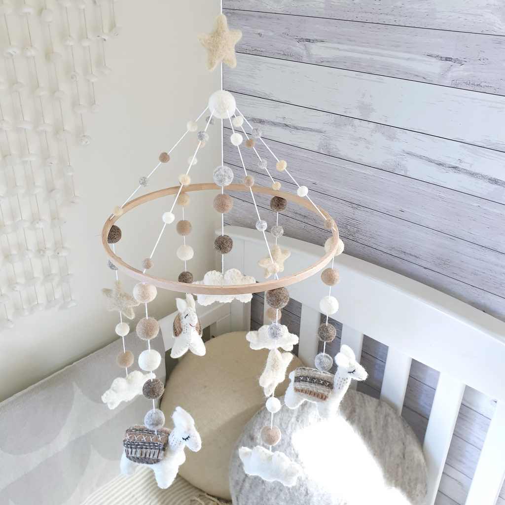 Natural and Neutral Llama Baby Mobile - Tik Tak Design Co.