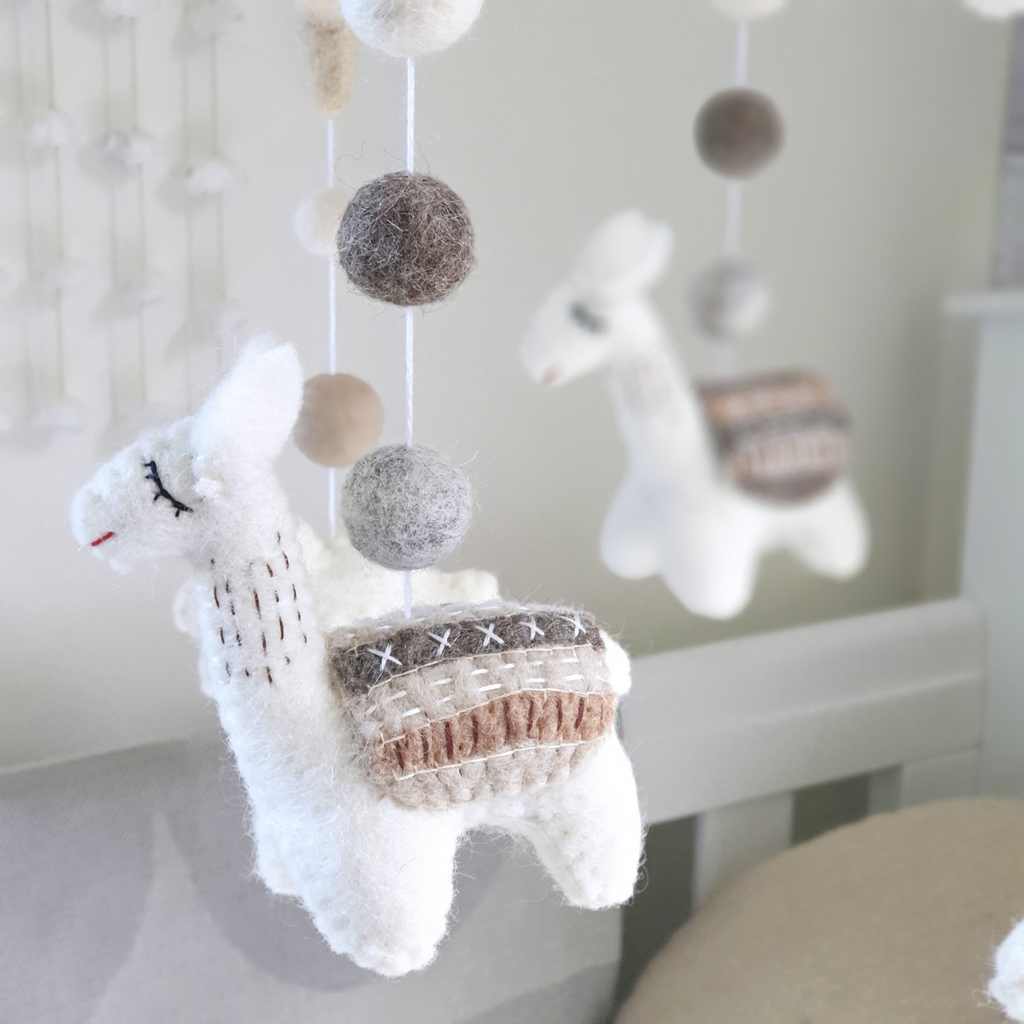 Natural and Neutral Llama Baby Mobile - Tik Tak Design Co.