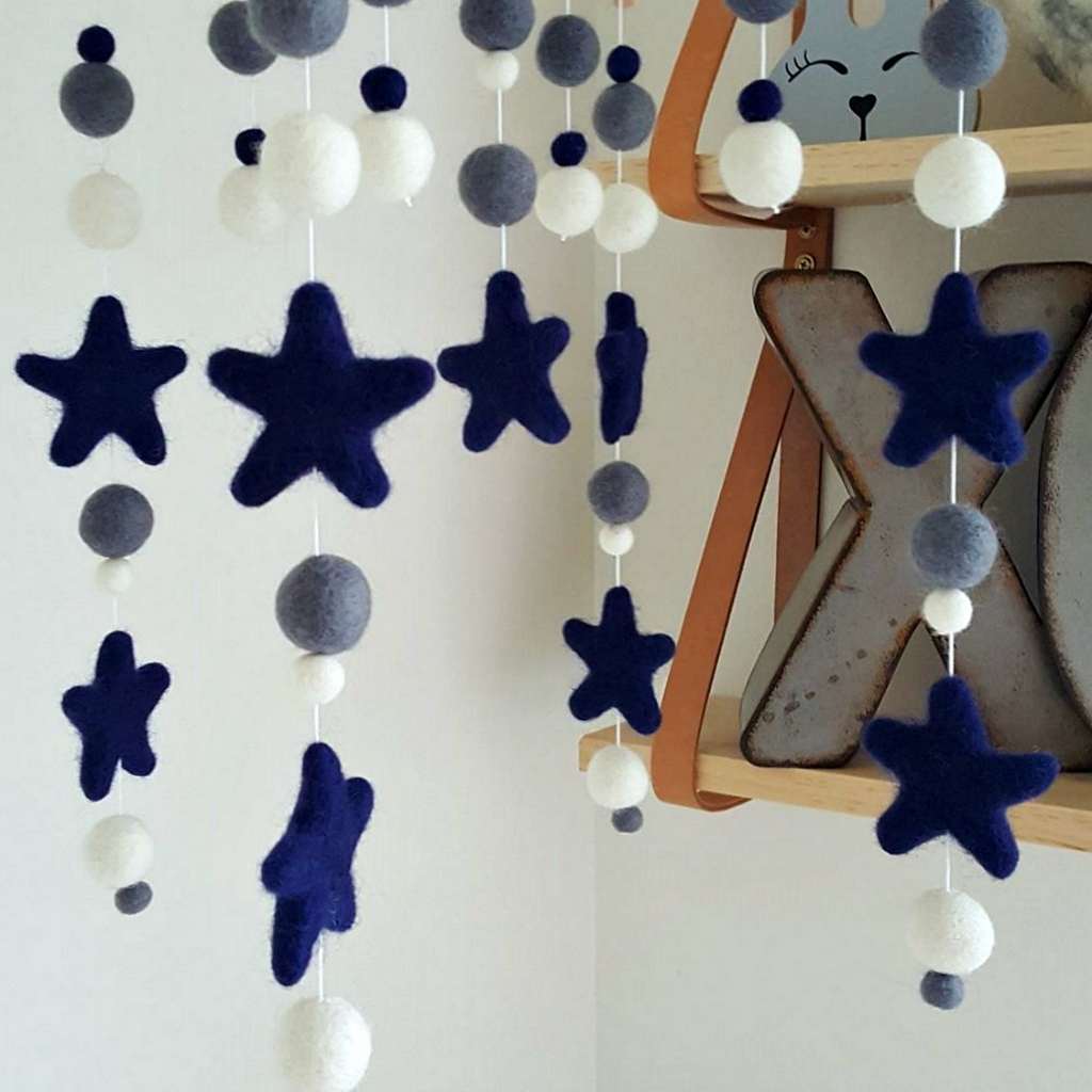 Navy Stars Baby Mobile - Tik Tak Design Co.