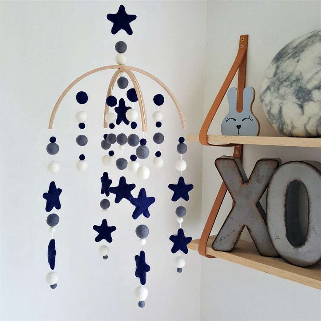 Navy Stars Baby Mobile - Tik Tak Design Co.