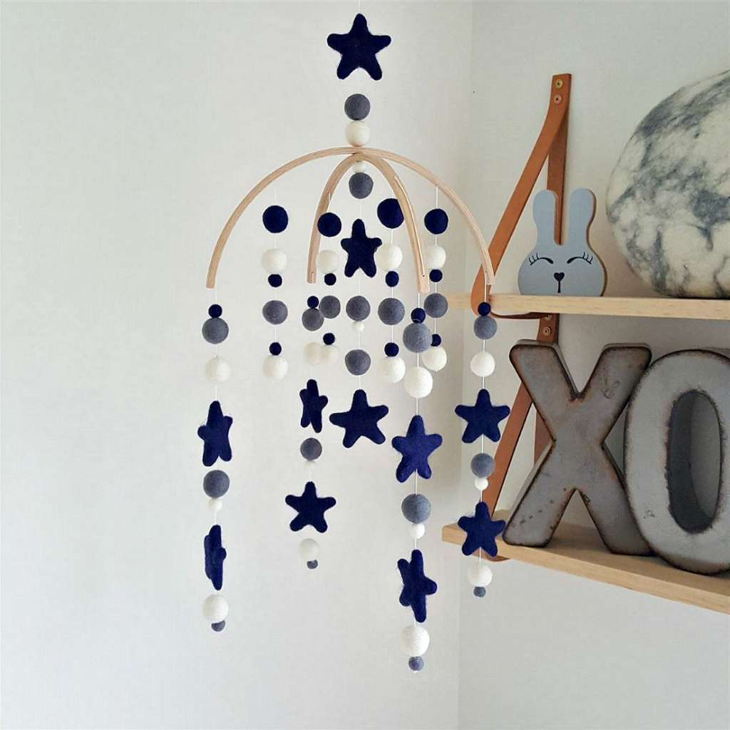 Navy Stars Baby Mobile - Tik Tak Design Co.