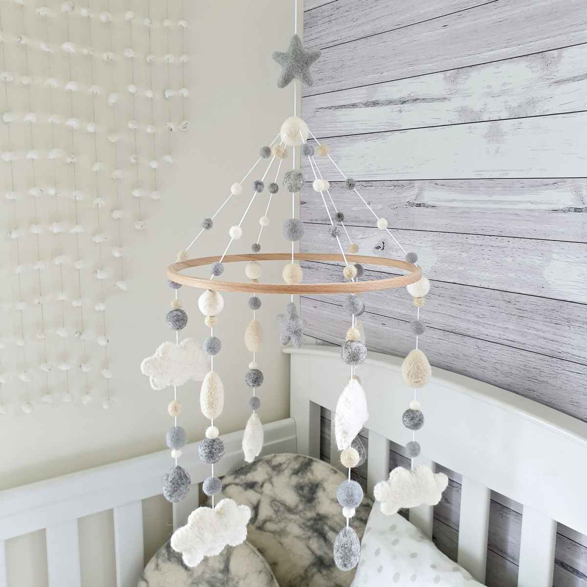 Neutral Clouds Baby Mobile - Tik Tak Design Co.