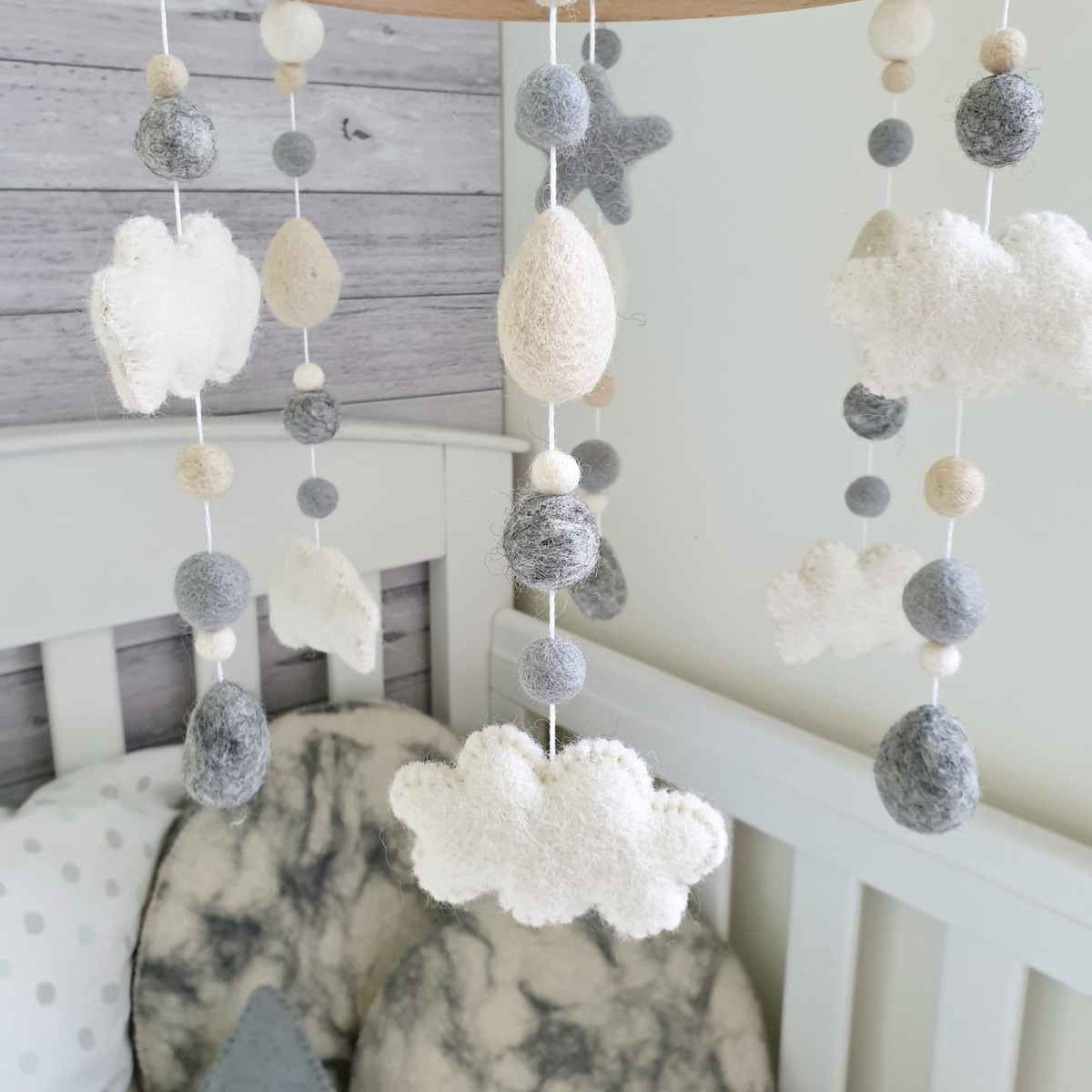 Neutral Clouds Baby Mobile - Tik Tak Design Co.