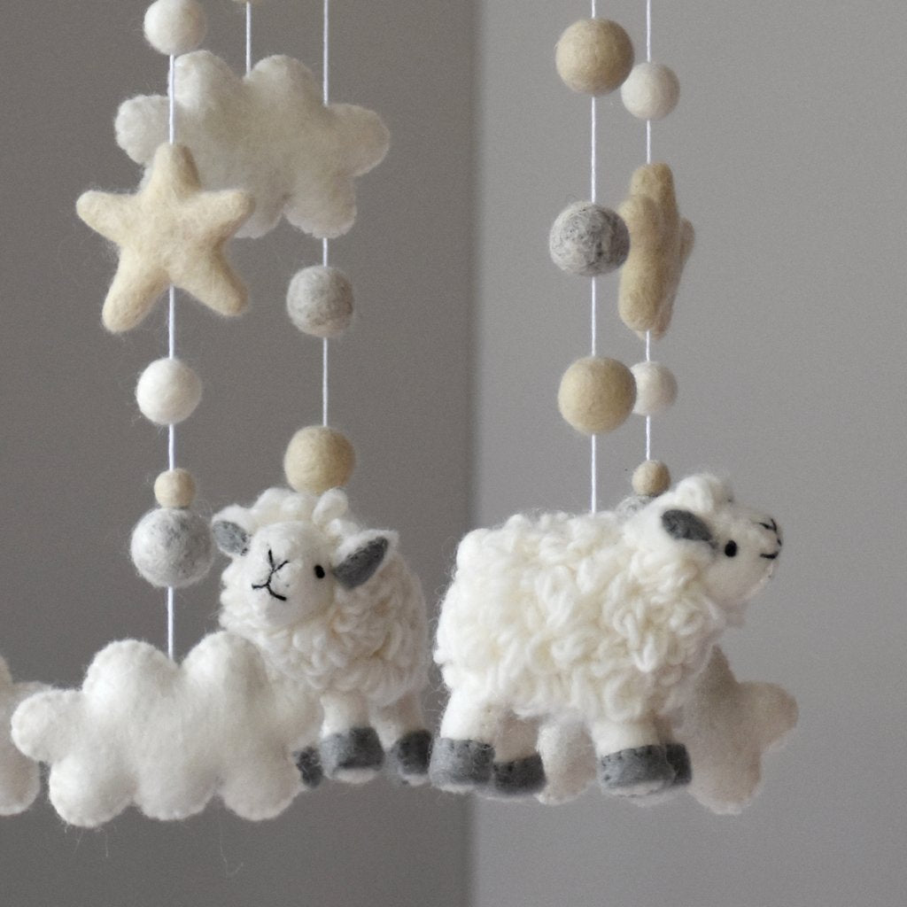 Neutral Sheep Baby Mobile - Tik Tak Design Co.